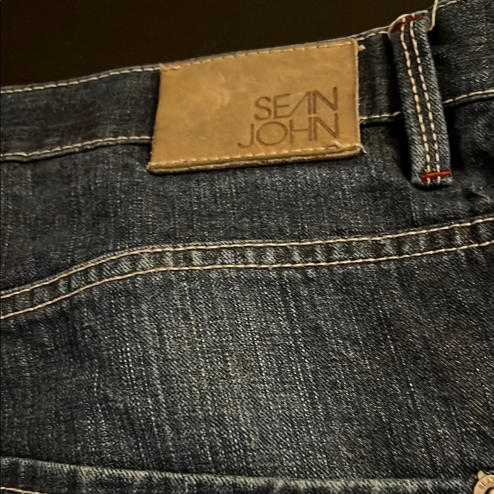Vintage Sean John Blue Jeans with Vintage Distressing and Indigo Wash